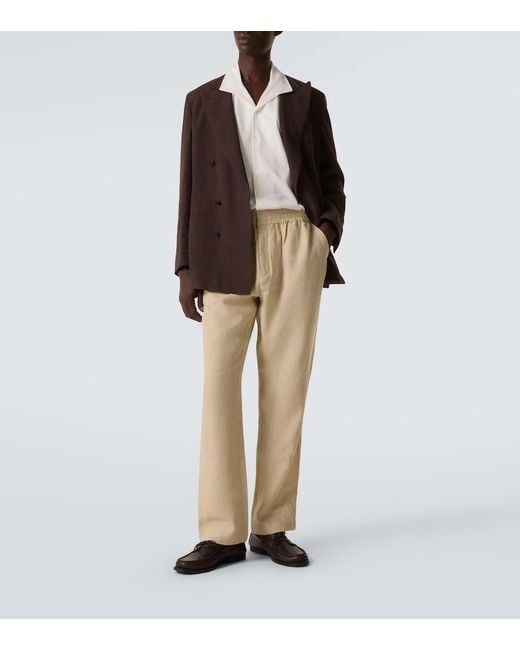Sunspel Natural Linen Straight Pants for men