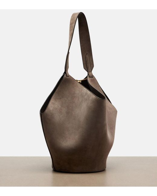 Khaite Brown Lotus Small Snake-Effect Leather Tote Bag