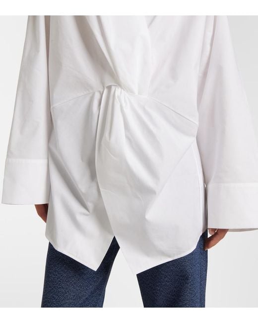 TOVE White Destry Gathered Cotton Poplin Top