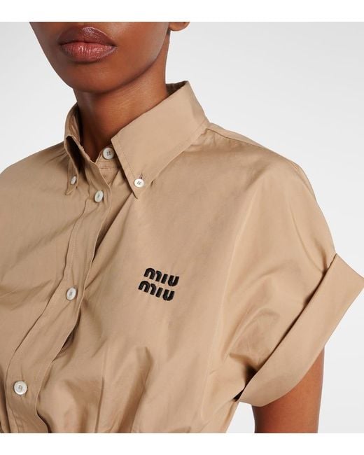 Miu Miu Natural Cropped-Top Aus Baumwollpopeline