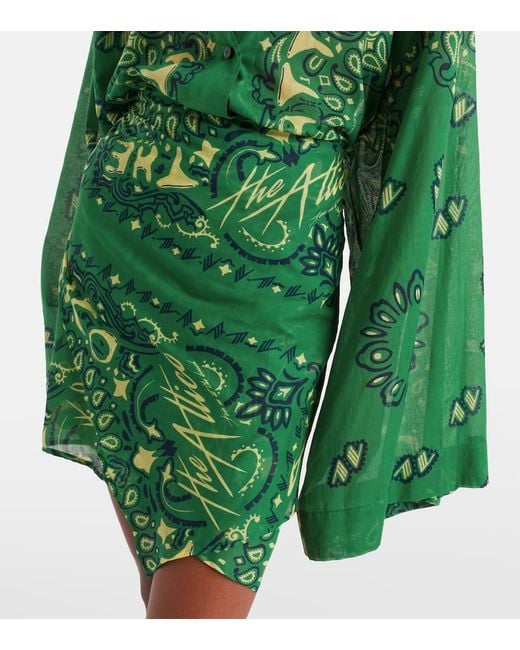 Vestido Corto Bandana De Muselina De Algodon The Attico de color Green