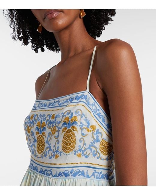 Farm Rio Metallic Aracati Printed Cotton-Blend Maxi Dress