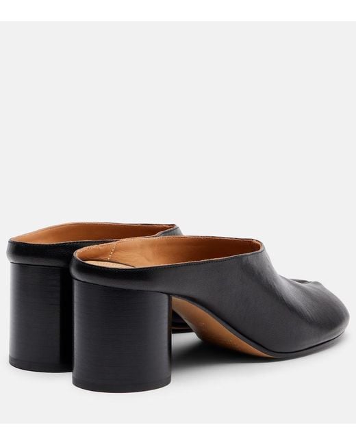 Maison Margiela Black Tabi Leather Mules