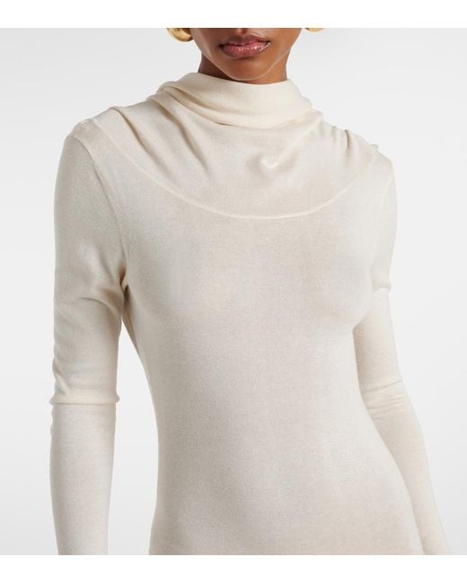 AYA MUSE White Viva Knitted Silk And Cashmere Maxi Dress