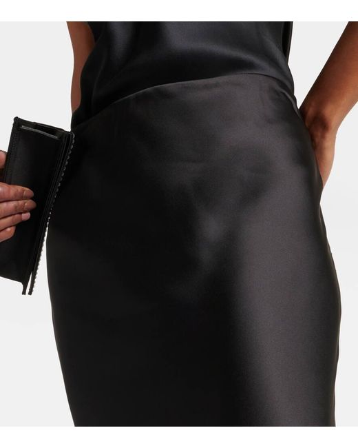 Falda larga de saten de tiro alto Norma Kamali de color Black