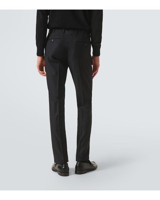 Slowear Black Wool Straight Pants for men