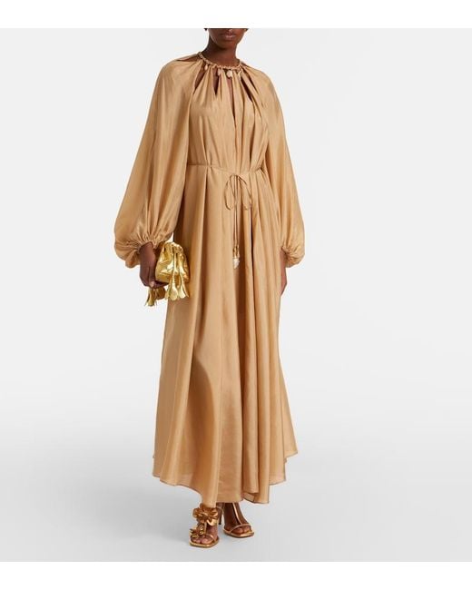 Zimmermann Natural Mahon Embellished Silk Maxi Dress