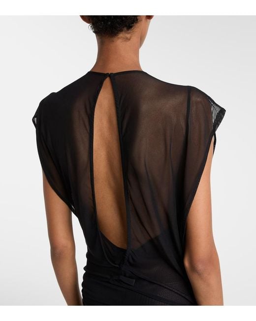 Jean Paul Gaultier Black Maxikleid Aus Mesh Mit Pailletten