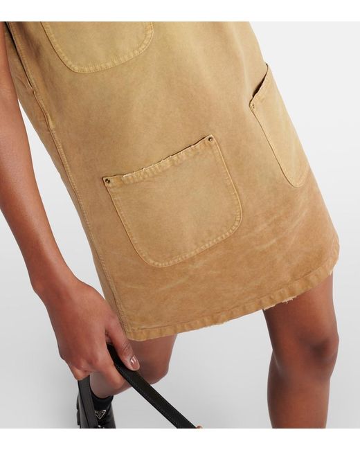 Prada Brown Minikleid aus Baumwoll-Canvas