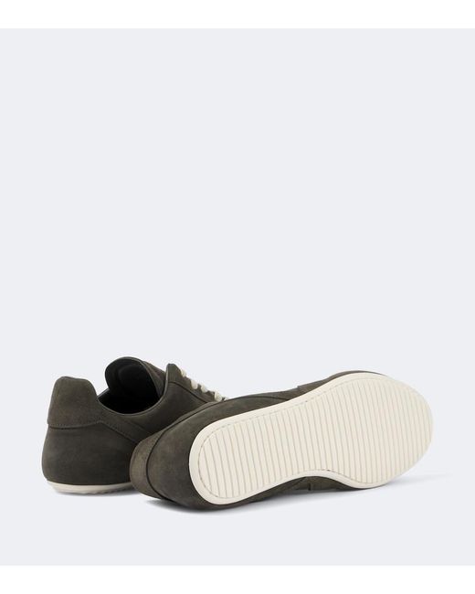Rick Owens Green Minimal Suede Sneakers for men