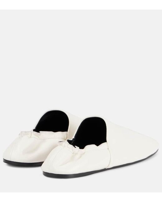 Khaite White Banks Leather Slip-On Shoes