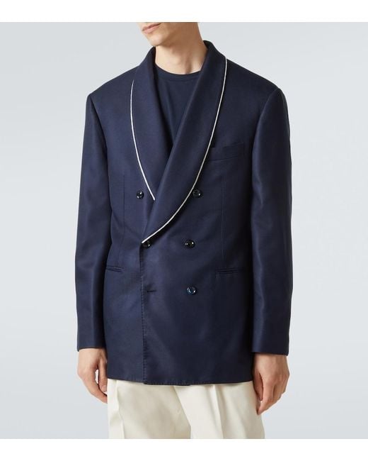 Brunello Cucinelli Blue Silk Tuxedo Jacket for men