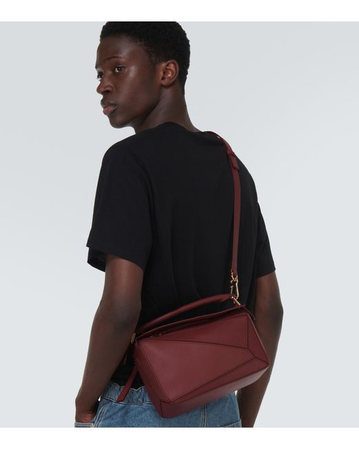 Loewe Puzzle Small Leather Shoulder Bag in Red for Men | Lyst