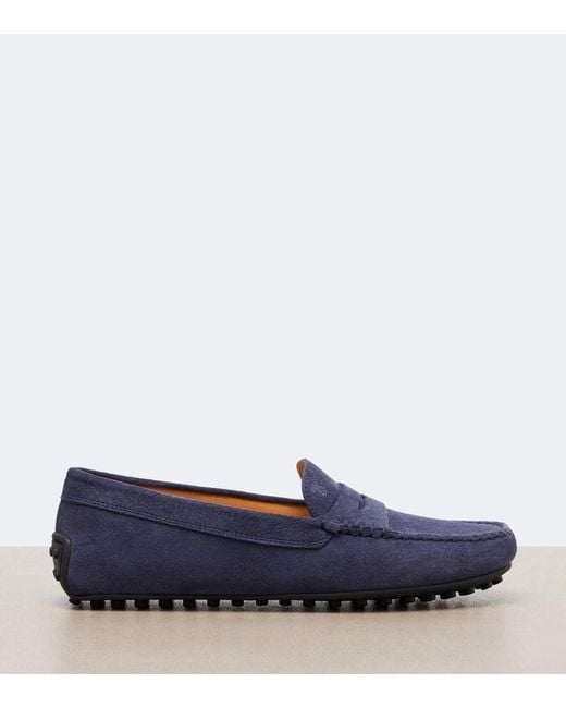 Tod's Blue Suede Driving Shoes