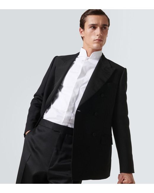 Loro Piana White Cotton Tuxedo Shirt for men