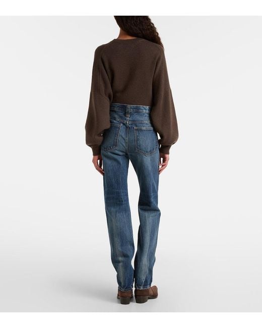 Khaite Blue Farley High-Rise Straight Jeans