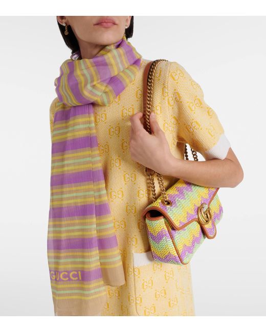 Foulard raye en soie et coton Gucci en coloris Multicolor