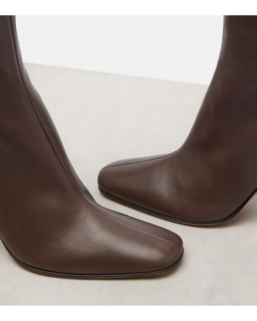The Row Brown Mona Leather Ankle Boots