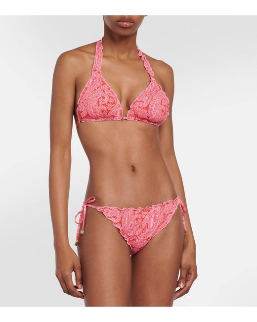 Heidi Klein Pink Tangier Reversible Ruffle Triangle Bikini Bottom
