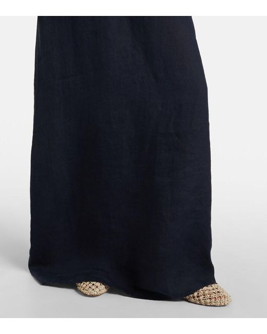 Nili Lotan Blue Lelia Halterneck Linen Maxi Dress
