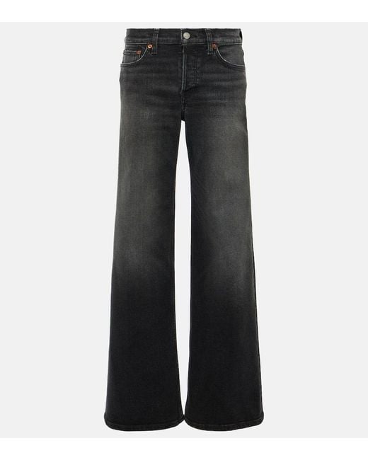 Jeans A Gamba Larga E Vita Media di Re/done in Black