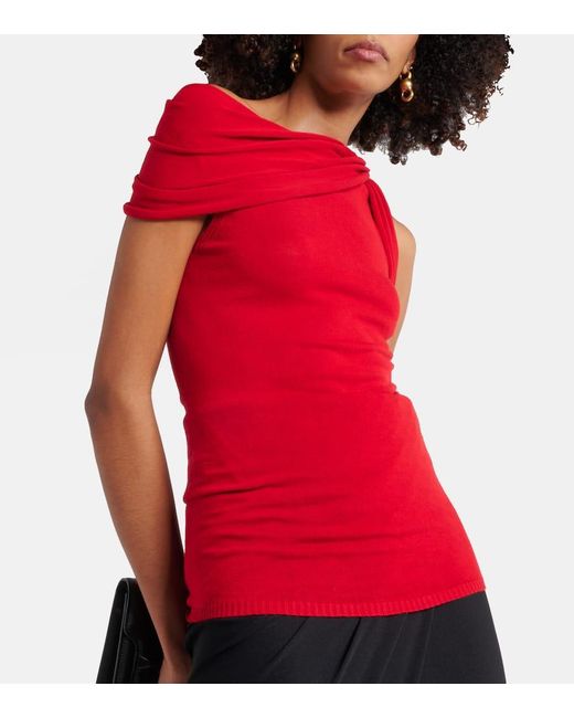Rick Owens Red Knitted One-shoulder Top