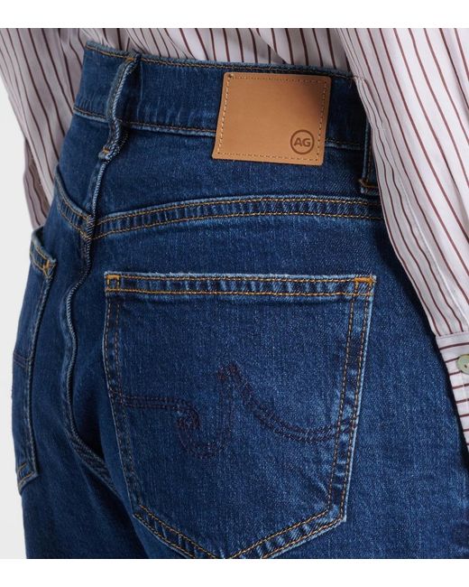 AG Jeans Blue New Baggy Mid-Rise Wide-Leg Jeans