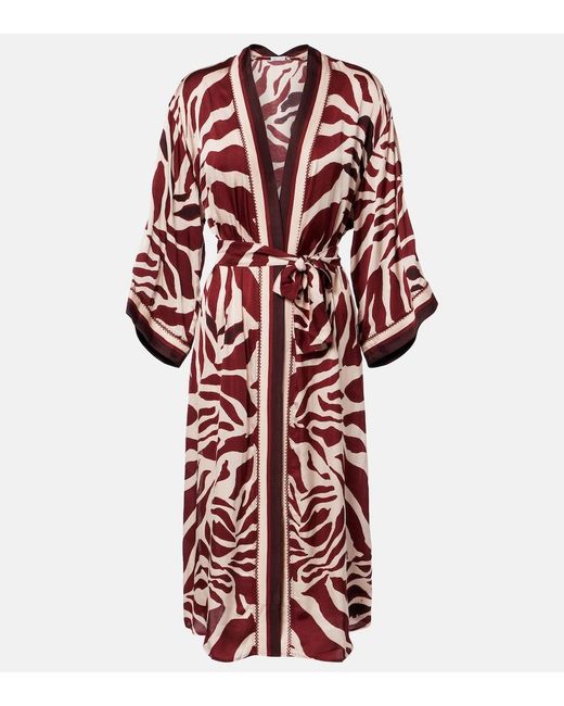 Poupette Red Erica Printed Satin Kaftan