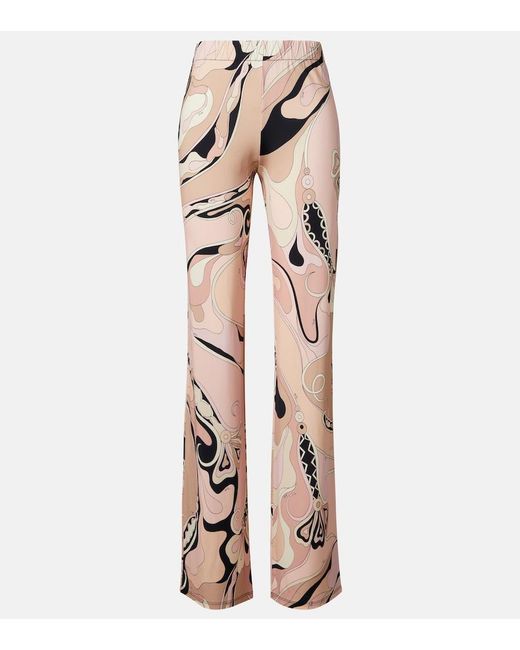 Emilio Pucci Natural Orchidee Jersey Wide-Leg Pants