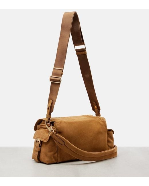 Prada Metallic Explore Medium Suede Shoulder Bag