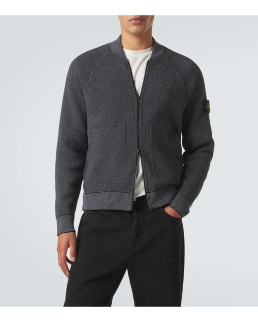 Stone Island Gray Cotton-Blend Cardigan for men