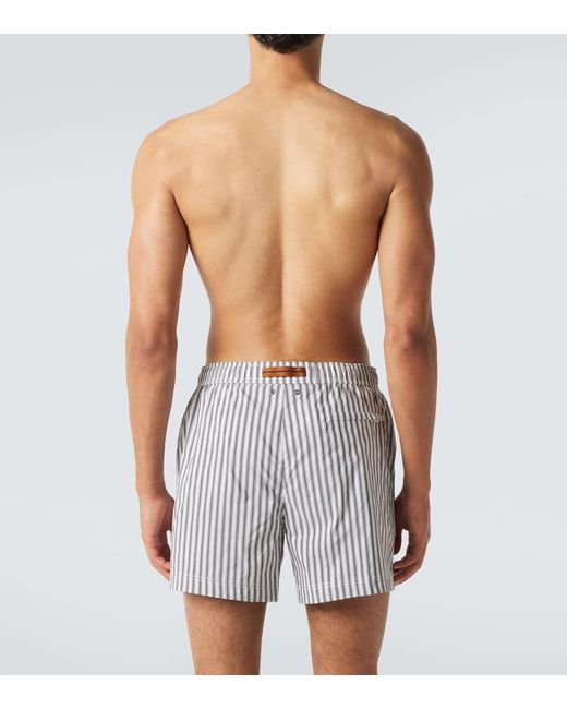 Zegna White Striped Swim Trunks for men