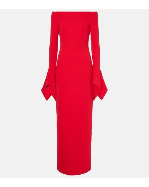 Solace London Red Amalie Off-Shoulder Gown
