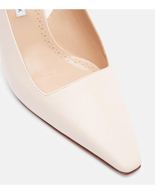Manolo Blahnik Natural Moiramu Leather Slingback Pumps