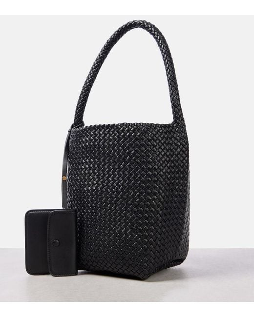 The Row Black Tote N/S Park Medium Aus Leder