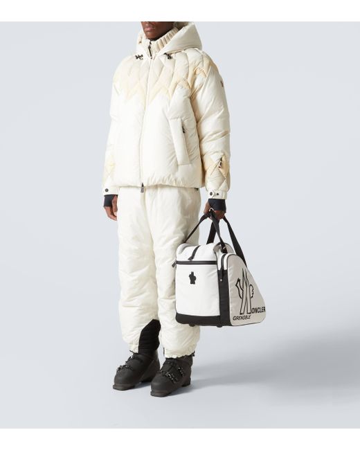 Moncler White Logo Leather-trimmed Tote Bag for men