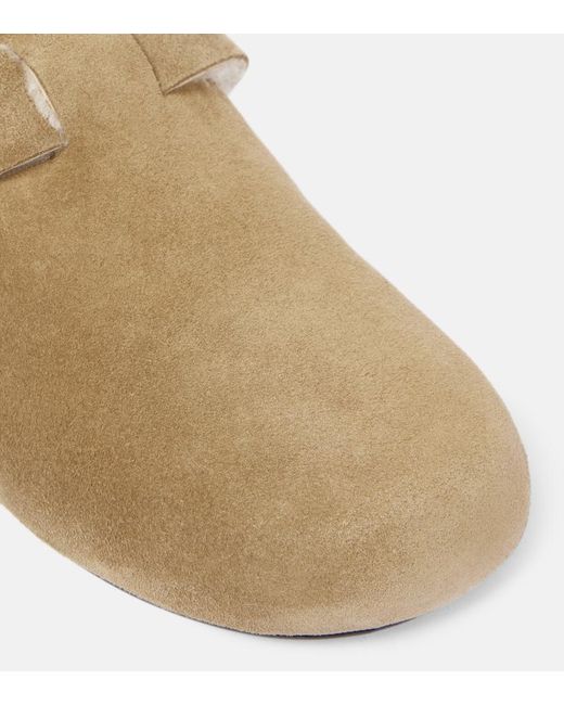 Isabel Marant Natural Mirvin Shearling-Lined Suede Clogs