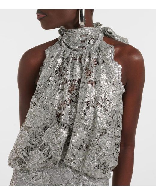 The Attico White Minikleid Aus Spitze