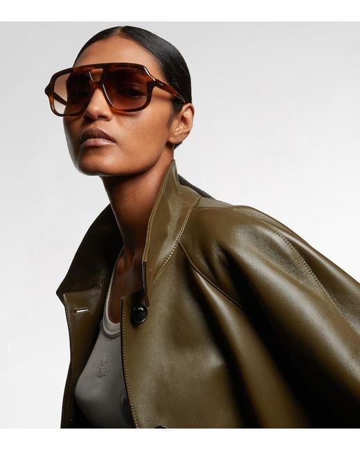 Loewe Brown Slim Aviator Sunglasses