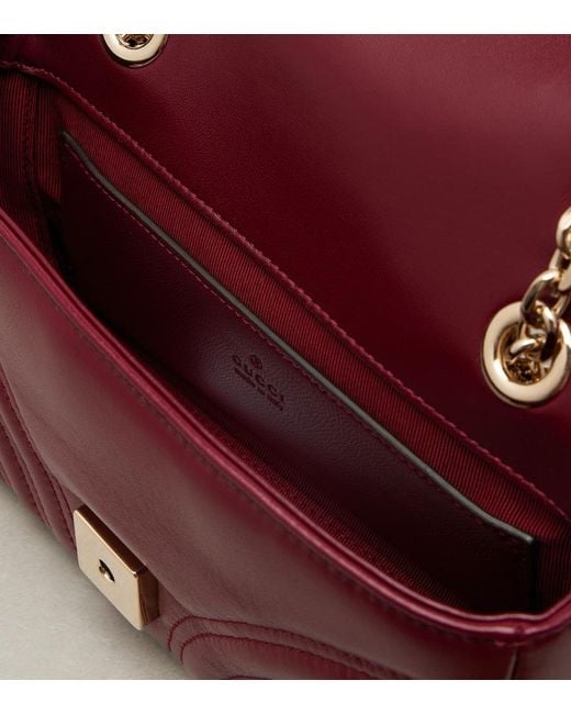 Gucci Red Gg Marmont Small Leather Shoulder Bag