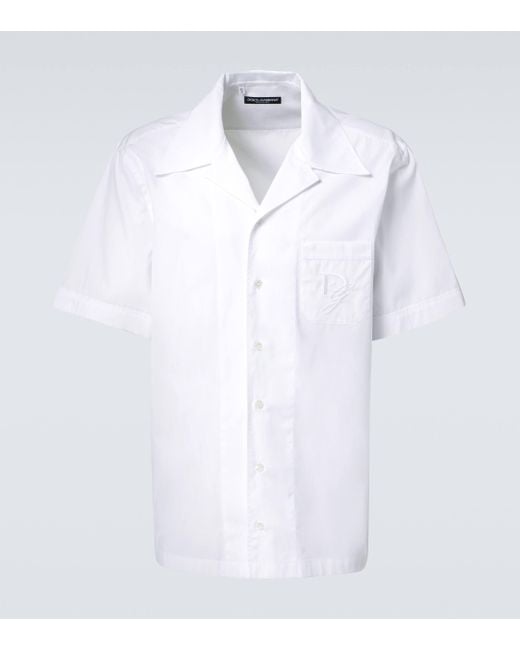 Dolce & Gabbana White Dg Embroidered Cotton Shirt for men