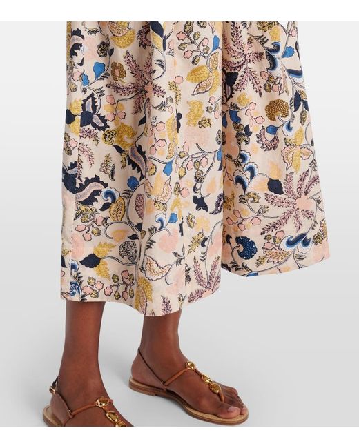 Falda Larga Rosen De Algodon Floral Ulla Johnson de color Natural
