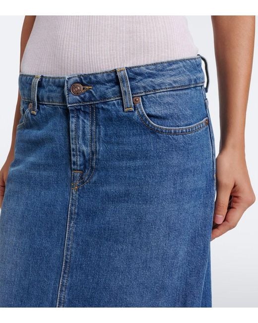 7 For All Mankind Blue Denim Maxi Skirt