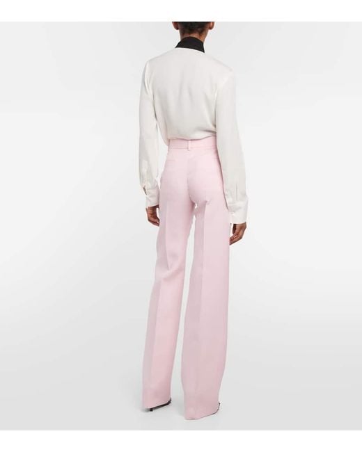Valentino Pink Weite Hose aus Wolle und Seide