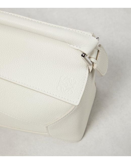 Loewe White Luxury Small Puzzle Bag In Soft Grained Calfskin For