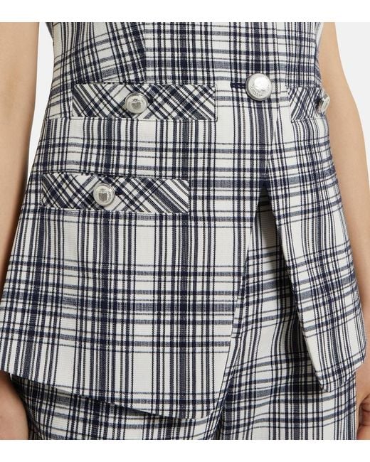 Veronica Beard White Tamara Plaid Cotton-Blend Vest