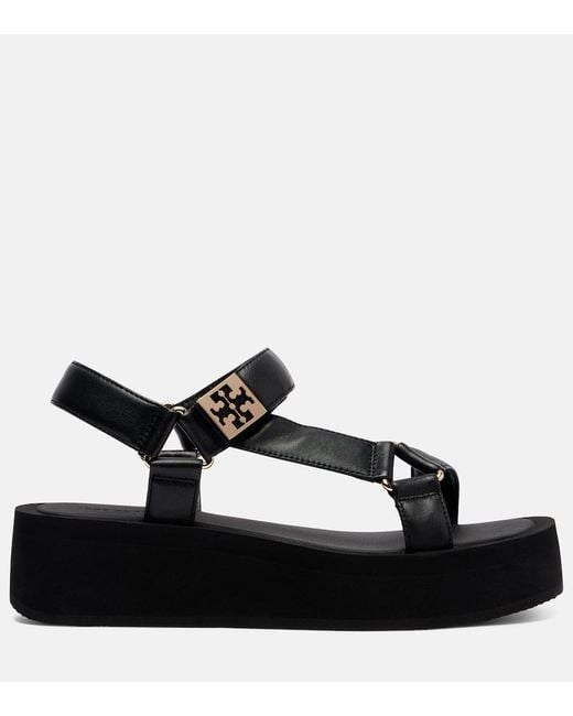 Tory Burch Black Plateausandalen Mellow Aus Leder