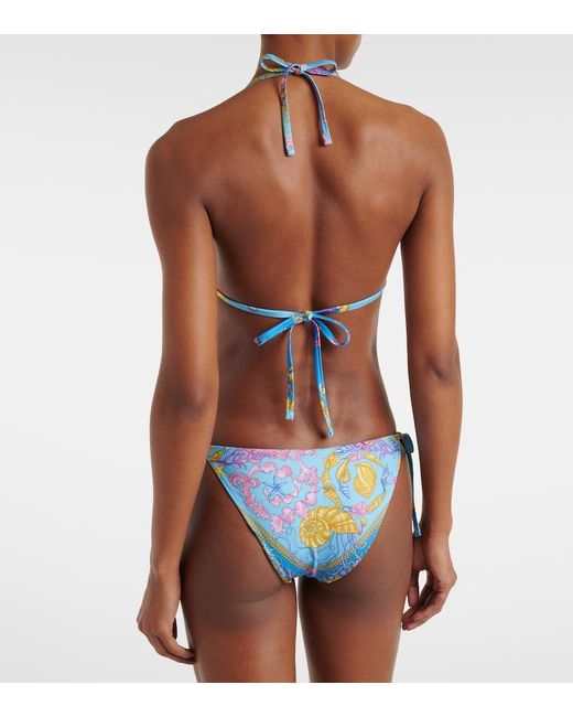 Braga De Bikini Estampada Versace de color Blue