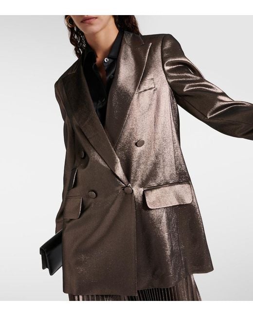 Max Mara Brown Edro Silk-Blend Lame Blazer