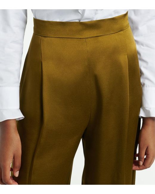 Max Mara Green Cono Satin Wide-Leg Pants